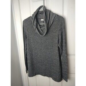 Max Studio Woman M Dark Grey Cowl Neck Turtleneck Pullover Side Slit LS Thin Top